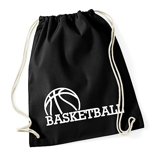 Huuraa Turnbeutel Basketball Ball Rucksack Baumwolle 12 Liter Größe Black mit Motiv für alle Basketball Fans Geschenk Idee für Freunde und Familie von Huuraa