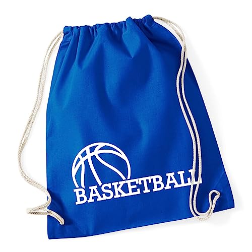 Huuraa Turnbeutel Basketball Ball Rucksack Baumwolle 12 Liter Größe Bright Royal mit Motiv für alle Basketball Fans Geschenk Idee für Freunde und Familie von Huuraa