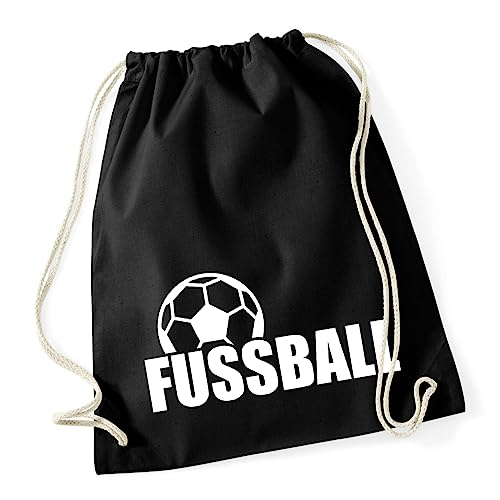 Huuraa Turnbeutel Fussball Ball Rucksack Baumwolle 12 Liter Größe Black mit Motiv für alle Soccer Fans Geschenk Idee für Freunde und Familie von Huuraa