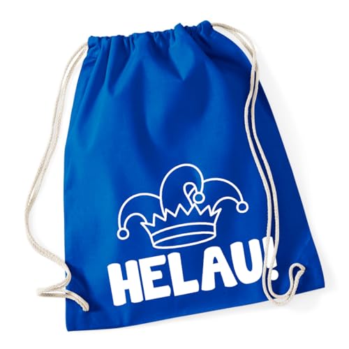 Huuraa Turnbeutel Helau Narrenkappe Rucksack Baumwolle 12 Liter Größe Bright Royal mit Karneval Motiv für alle Jecken Geschenk Idee für Freunde und Familie von Huuraa