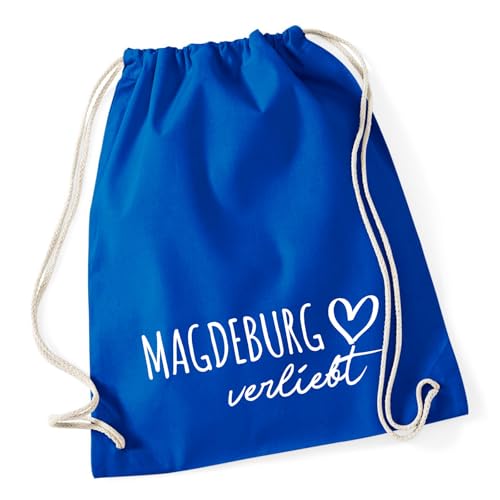 Huuraa Tasche Magdeburg verliebt Geschenk 12 Liter Bright Royal Baumwolle Magdeburg Mitbringsel von Huuraa