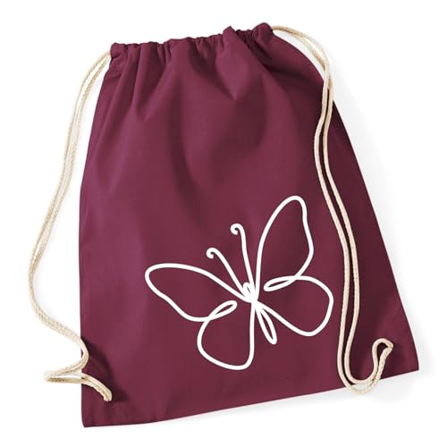Huuraa Sporttasche Schmetterling Silhouette Geschenk 12 Liter Burgundy Baumwolle Schmetterling Überraschung von Huuraa
