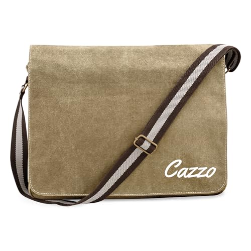 Huuraa Umhängetasche Cazzo italienisch Schriftzug Geschenk 14 Liter Sahara Canvas Cazzo Geschenkidee von Huuraa