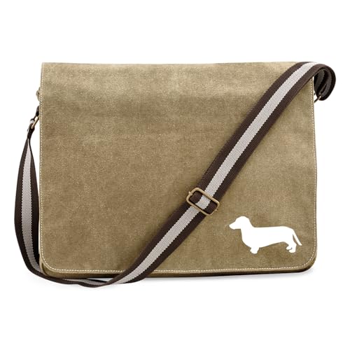 Huuraa Umhängetasche Dackel Silhouette Geschenk 14 Liter Sahara Canvas Dackel Geschenkidee von Huuraa