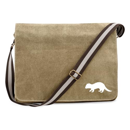 Huuraa Umhängetasche Frettchen Silhouette Geschenk 14 Liter Sahara Canvas Frettchen Geschenkidee von Huuraa