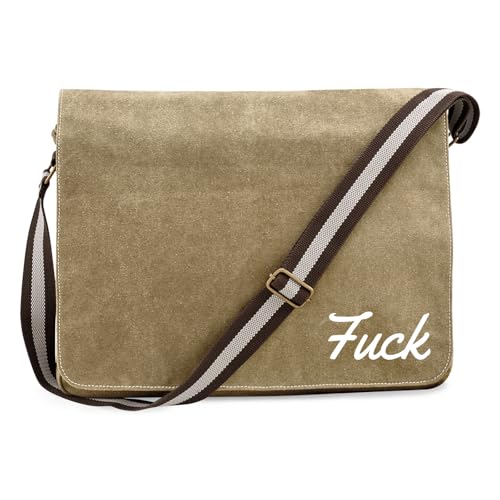 Huuraa Umhängetasche Fuck englisch Schriftzug Geschenk 14 Liter Sahara Canvas Fuck Geschenkidee von Huuraa