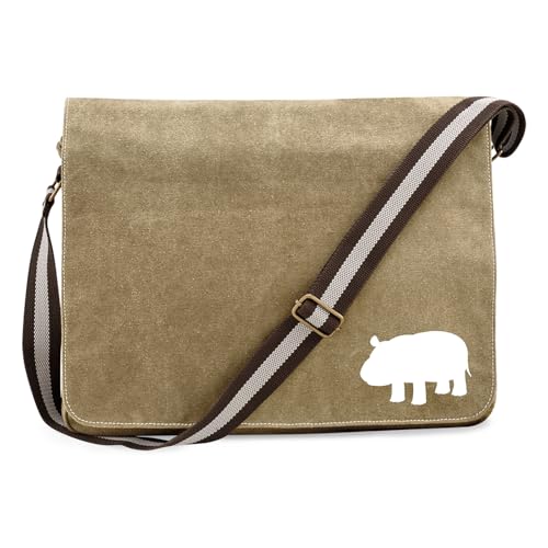 Huuraa Umhängetasche Nilpferd Silhouette Geschenk 14 Liter Sahara Canvas Nilpferd Geschenkidee von Huuraa
