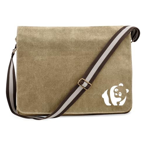 Huuraa Umhängetasche Panda Silhouette Geschenk 14 Liter Sahara Canvas Panda Geschenkidee von Huuraa