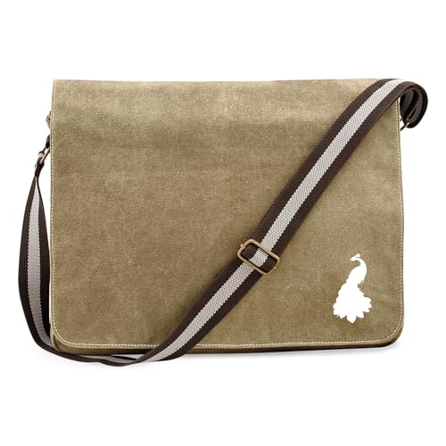 Huuraa Umhängetasche Pfau Silhouette Geschenk 14 Liter Sahara Canvas Pfau Geschenkidee von Huuraa