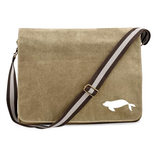 Huuraa Umhängetasche Robbe Silhouette Geschenk 14 Liter Sahara Canvas Robbe Geschenkidee von Huuraa