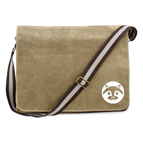 Huuraa Umhängetasche Waschbär Kopf Silhouette Geschenk 14 Liter Sahara Canvas Waschbär Kopf Geschenkidee von Huuraa