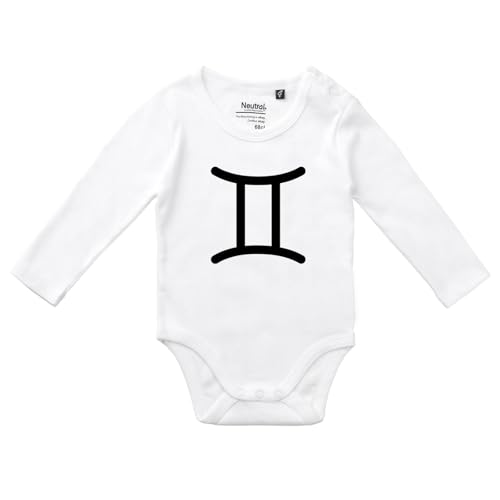Huuraa Unisex Babybody Zwillinge Sternzeichen Zeichen Geschenk Größe 74 White Bio Baumwolle Fairtrade Zwillinge Aufmerksamkeit von Huuraa