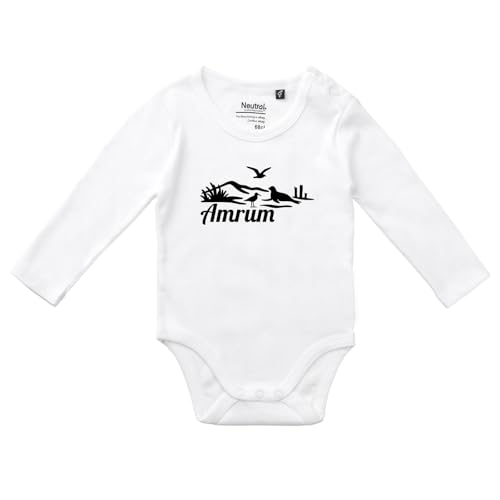 Huuraa Unisex Babystrampler Amrum Strandmotiv Geschenk Größe 80 White Bio Baumwolle Fairtrade Amrum Überraschung von Huuraa