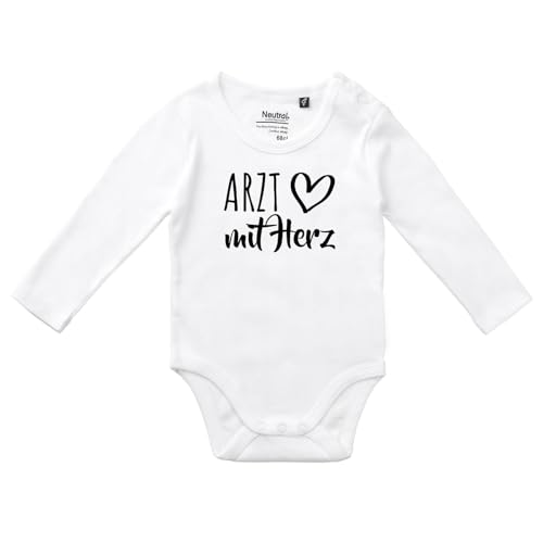 Huuraa Unisex Babystrampler Arzt mit Herz Geschenk Größe 80 White Bio Baumwolle Fairtrade Arzt Überraschung von Huuraa