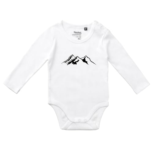 Huuraa Unisex Babystrampler Berg Silhouette Mountain Geschenk Größe 80 White Bio Baumwolle Fairtrade Berg Silhouette Überraschung von Huuraa
