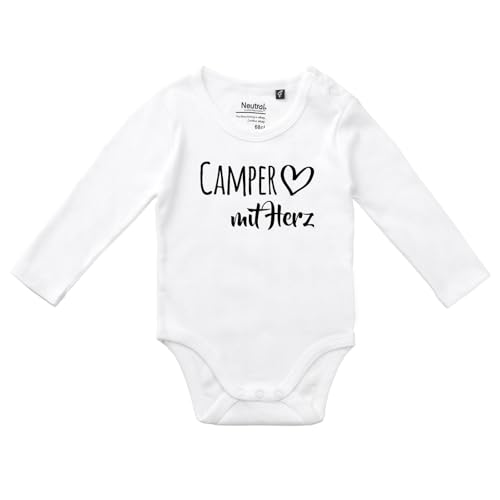 Huuraa Unisex Babystrampler Camper mit Herz Geschenk Größe 80 White Bio Baumwolle Fairtrade Camper Überraschung von Huuraa