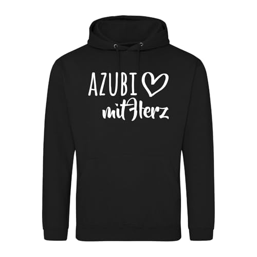 Huuraa Kapuzenpulli Azubi mit Herz Geschenk Größe L Deep Black Vegan Azubi Geschenkidee von Huuraa