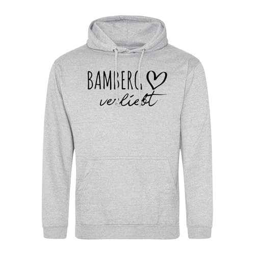 Huuraa Fitnesssweater Bamberg verliebt Geschenk Sweatshirt für Herren und Damen Heather Grey Größe XL Vegan Bamberg Mode von Huuraa