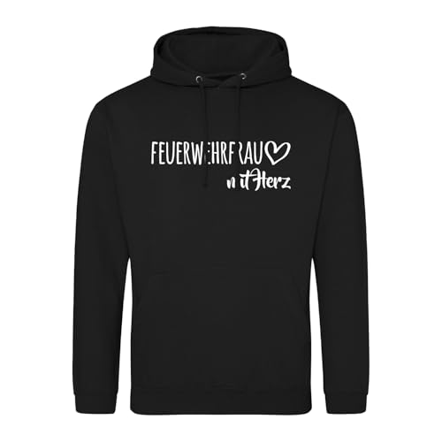 Huuraa Pulli Feuerwehrfrau mit Herz Geschenk Größe M Deep Black Vegan Feuerwehrfrau Präsent von Huuraa
