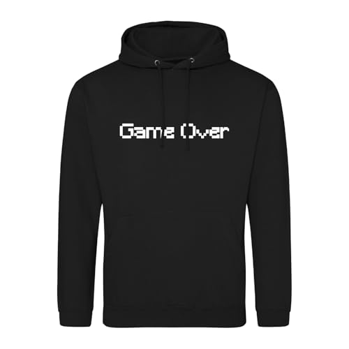 Huuraa Kapuzenpulli Game Over Schriftzug Geschenk Größe L Deep Black Vegan Game Over Geschenkidee von Huuraa