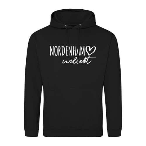 Huuraa Kapuzenpulli Nordenham verliebt Geschenk Größe L Deep Black Vegan Nordenham Geschenkidee von Huuraa