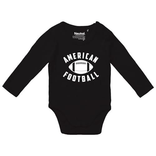 Huuraa Unisex Langarm Strampler American Football Ball Geschenk Größe 68 Black Bio Baumwolle Fairtrade American Football Präsent von Huuraa