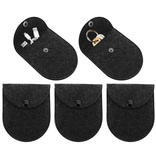 Coin Purse, 5 Pieces Felt Storage Pouch, Snap Button Tiny Wallet, Waterproof Cosmetics Organizer, Jewelry and Accessories Case for Hair Clips, Lipstick, 4.33x3.78 Inches von Huvqianu