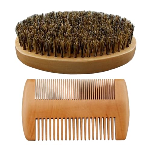 Huvqianu Bartkamm und Bürste für Herren, natürliche Wildschweinborsten, Bart-Bürste und Kamm-Set, ergonomisches Friseur-Styling, Rasierpflege, Pflegeprodukte zum Entfernen von Schmutz, Massagen und Huvqianu Bartkamm und Bürste für Herren, natürliche Wildschweinborsten, Bart-Bürste und Kamm-Set, ergonomisches Friseur-Styling, Rasierpflege, Pflegeprodukte zum Entfernen von Schmutz, Massagen und von Huvqianu