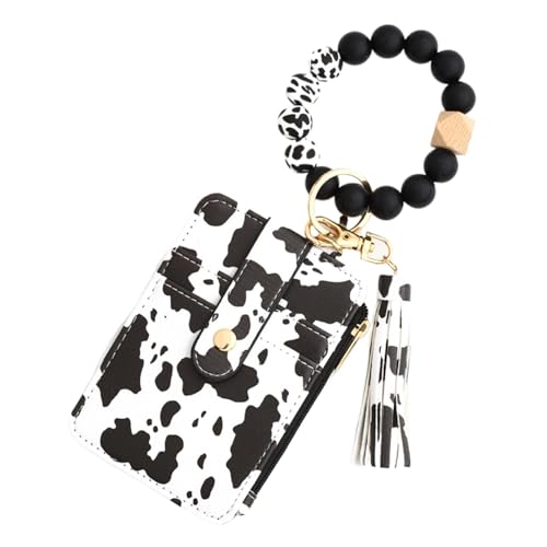 Huvqianu Kartenetui, Kartenhalter, tragbare Kartenbrieftasche, Quaste Kartenhalter, böhmische Leder Kartenetui mit Quaste und Perlen Lanyard Portable PU Leder Kartenhalter für Personalausweise, von Huvqianu