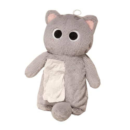 Huvqianu Plush Cat Pencil Case, Cartoon Animal Cosmetic Pouch, Cute Cat Tissue Box, Multifunctional Plush Cat Storage Pouch, Stuffed Animal Organizer Case for Pencils Crayon von Huvqianu