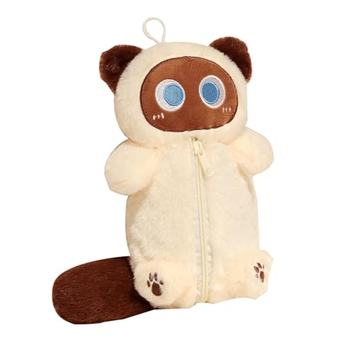 Huvqianu Plush Cat Pencil Case, Cartoon Animal Cosmetic Pouch, Cute Cat Tissue Box, Multifunctional Plush Cat Storage Pouch, Stuffed Animal Organizer Case for Pencils Crayon von Huvqianu