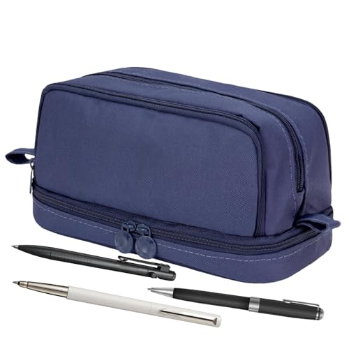 Huvqianu Portable Pencil Case, Large-Capacity Zipper Pen Pouch, 8.66x3.35x5.91 Inch Multi-Compartment Stationery Storage, Stylish School Pencil Bag for School Office Use von Huvqianu