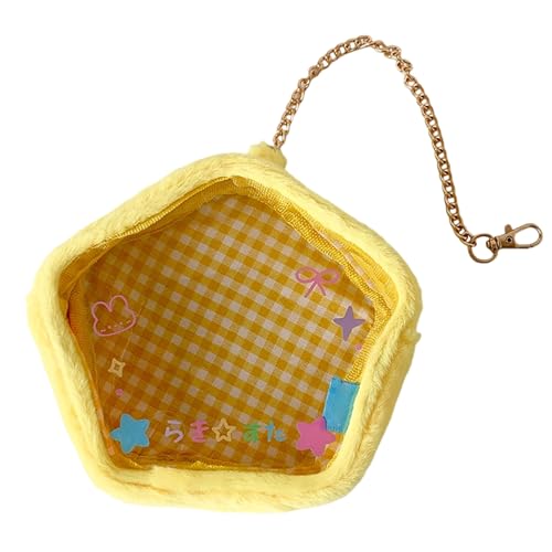 Huvqianu Transparente Tasche mit Schlüsselanhänger, kompakte transparente Figuren-Display-Tasche für Puppe, 3D-Cartoon-Design, Schutzhülle für Herren, Damen, Kinder, Outdoor-Rucksack, Reisen, Stern von Huvqianu