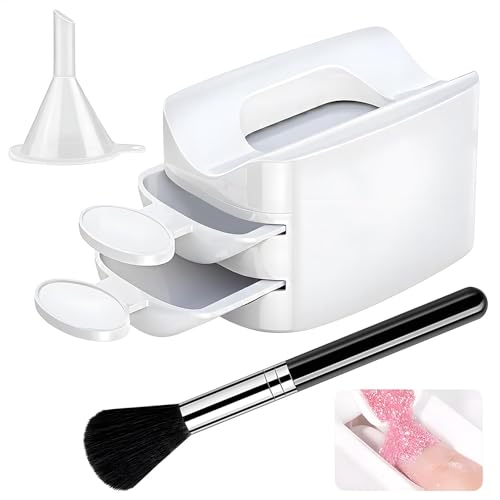 Nail Dip Container, Portable Double Layer Powder Tray Glitter Saver Easy Clean Container Holder Toenail Tech Tool for Women Professional and Home Hand Care Nail Dip Container, Portable Double Layer Powder Tray Glitter Saver Easy Clean Container Holder Toenail Tech Tool for Women Professional and Home Hand Care von Huvqianu