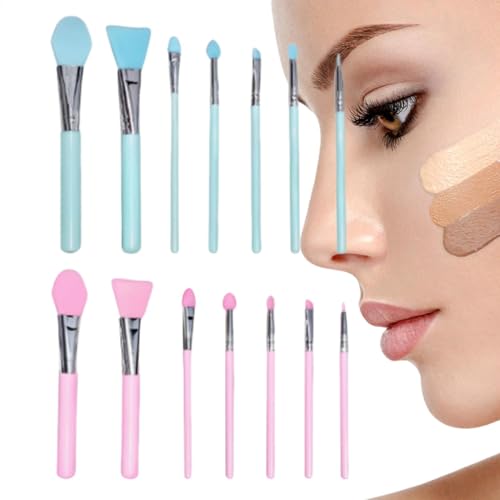 Silikon-Make-up-Pinsel, Lippenapplikator-Set, 14 Stück, 14 x 2,5 cm, Lidschatten-Pinsel-Set, Creme-Make-up, ideales Kunstharz-Epoxid-Kunsthandwerk, perfekte professionelle und Anwendungen Silikon-Make-up-Pinsel, Lippenapplikator-Set, 14 Stück, 14 x 2,5 cm, Lidschatten-Pinsel-Set, Creme-Make-up, ideales Kunstharz-Epoxid-Kunsthandwerk, perfekte professionelle und Anwendungen von Huvqianu