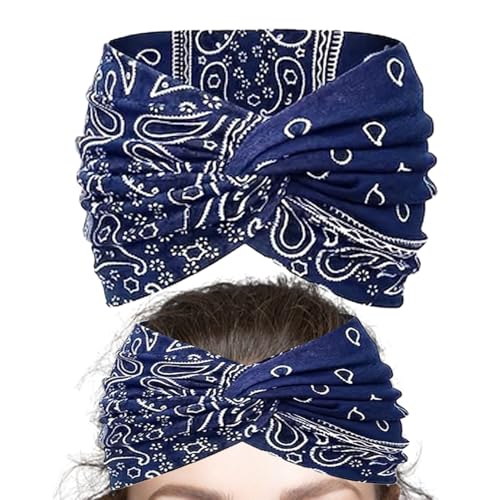 Huxibai Boho Haarbänder Für Damen | Bedruckte Yoga Haarbänder | Weicher Blumen Druck Haar Accessoires fuer Yoga Outdoor Fitness Hochzeit Event Maedchen von Huxibai