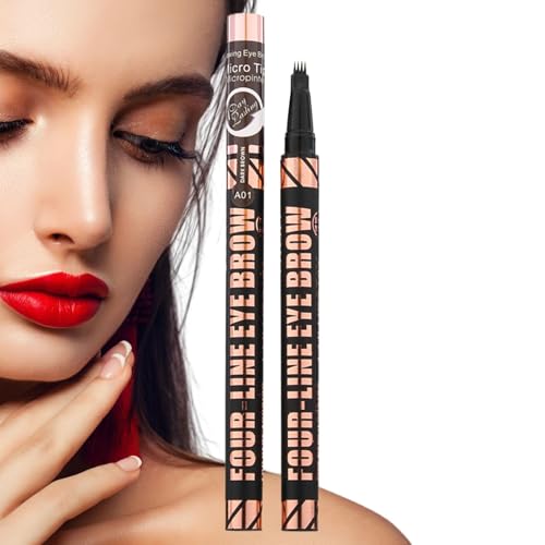 Huxibai Brow Stift, flüssiger Augenbrauenstift, Wasserdichte Augenbrauenspitze Applikator mit 4 Tipp, Tragbare Make -up -Vorräte, lang anhaltendes Malvorlagenwerkzeug für Männer, Frauen von Huxibai