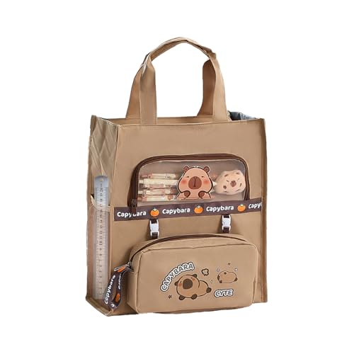 Huxibai Capibara Tragetasche aus mit mehreren Taschen im Tierstil, faltbare Reisetasche für Kinder, Mädchen und Jugendliche, Café Licht, Consulte la descripción von Huxibai