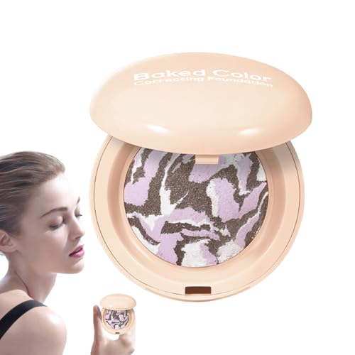 Huxibai Gebackene Foundation - Highlighter-Puder - Natürliches Leichtes Aufhellendes Konturierung Make-up Mit Integriertem Spiegel Für Empfindliche Trockene Fettige Haut Und Nasenschatten Hochzeit von Huxibai