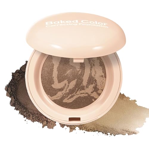 Huxibai Gebackene Puder Foundation - Highlighter Make-up,Natürliches Leichtes Aufhellendes Konturierung Make-up Mit Integriertem Spiegel Für Empfindliche Trockene Fettige Haut Und Nasenschatten von Huxibai