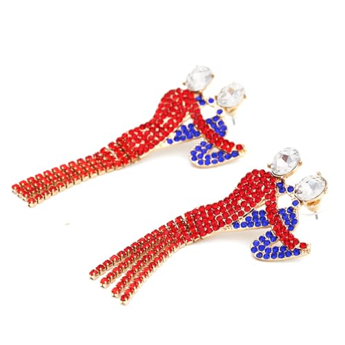 Huxibai Kristall Tropfen Ohrringe,Tanzpaar Strasssteine Lange Quasten Anhänger Ohrringe | 2 Teile Schmuck Für Auffälliges Design Alltag Fest Feiertag von Huxibai