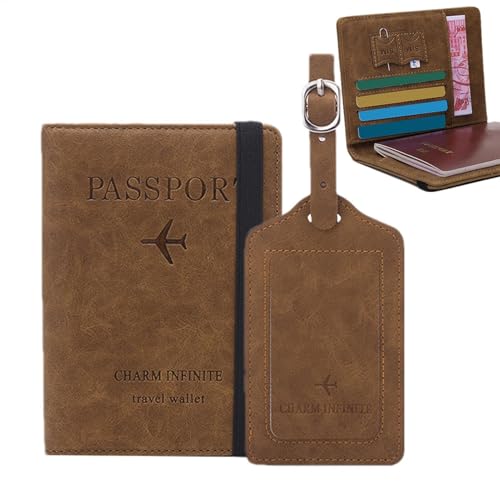 Huxibai Reisepasswolfswallet, Passhalter und Gepäck -Tag Set | Gepäck -Tag RFID wasserdichte Pass -Wallet - Blockieren von Reisezubehör -Schutzkartenabdeckung für Männer und Frauen von Huxibai
