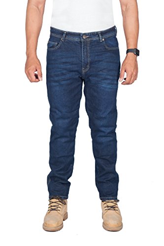 HB Motorradhose - Motorrad Dupont Kevlar ® Jeans. Herren-Straight Fit, blau Motorradhose mit CE-Protektoren, 32W x 32L, Blau von Huxlay Bros
