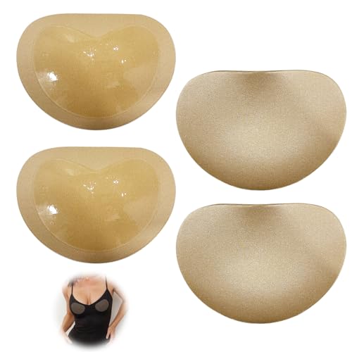Huybaa 2 pcs Klebe-BH Pads Push Up, Doppelseitig klebende BHS Große Brust, Unsichtbarer BH, Selbstklebende Brustpads für Frauen,Selbstklebend, Cup A-C von Huybaa