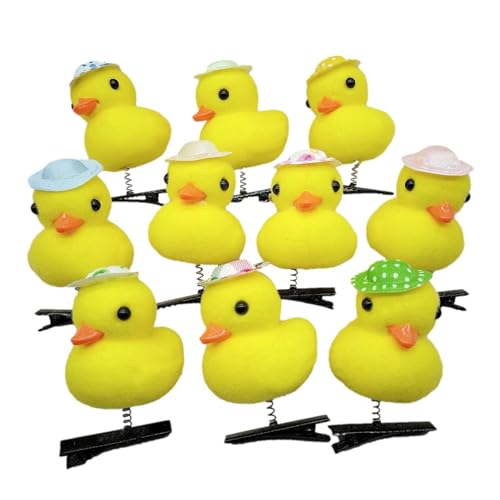 10 gelbe Haarnadeln - Kleine Ente Haarnadel Set | Cartoon Ente Tier Haarspangen | Niedliche Ente Plüsch Haarspangen | Weiche Gelbe Ente Tier Haarspangen Lustige Haarschmuck für Mädchen von Huyeruie