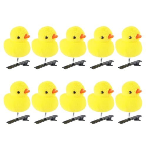 10 gelbe Haarnadeln - Kleine Ente Haarnadel Set | Cartoon Ente Tier Haarspangen | Niedliche Ente Plüsch Haarspangen | Weiche Gelbe Ente Tier Haarspangen Lustige Haarschmuck für Mädchen von Huyeruie