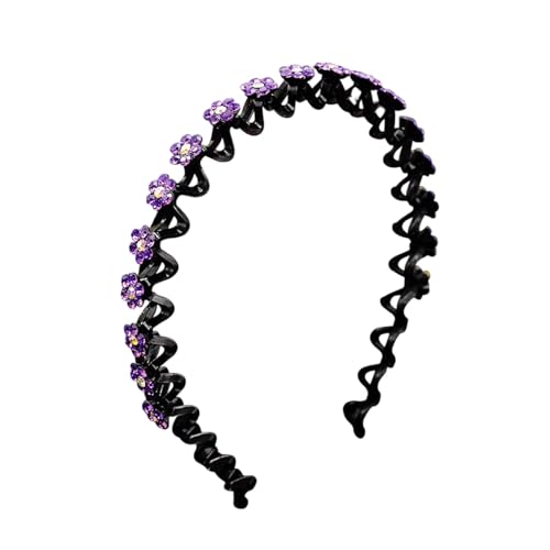 Blumen Stirnband mit Strasssteinen | Geflochtene Pflaumenblüten Clips für Damen | Rutschfeste Kopfbedeckung zum Waschen des Gesichts von Huyeruie