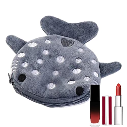 Haifisch-Münzgeldbörse – niedliche kleine Geldbörse aus Plüsch | Tier-Reißverschluss Schlüsselanhänger | -Geldbörse mit Reißverschluss | Hai-niedliche Aufbewahrungstasche für Kopfhörer von Huyeruie