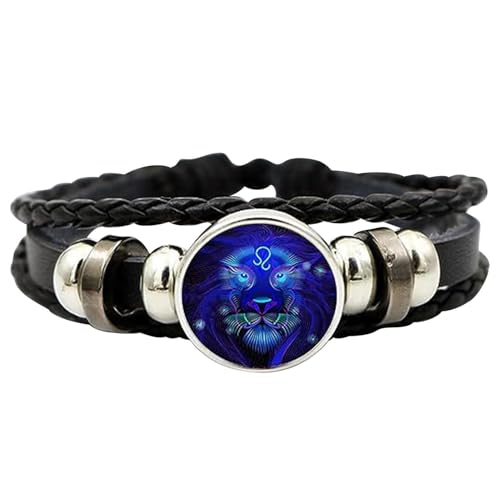 Spirituelles Armband der Sternzeichen – 12 Lederarmbänder mit Sternzeichen Konstellationen | Wickelarmband mit geflochtenem Sternzeichen | Armband aus PU-Leder mit Tierkreis Unise, riferimento von Huyeruie