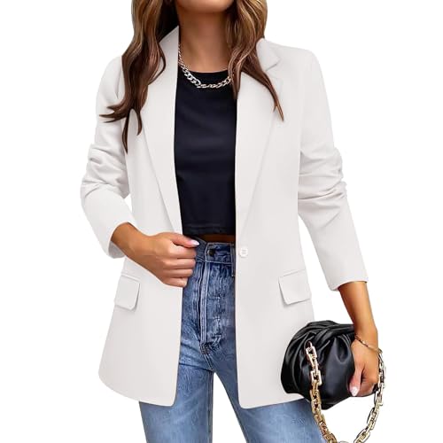 Hveuluop Gieen Damen Blazer Elegant - Lässig Business Revers Schlank Langarm Büro Blazer Frühling & Herbst Offener Revers Frauen Jacke von Hveuluop Gieen
